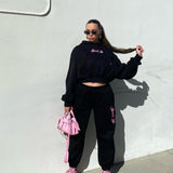 Embroidered Signature Cropped Hoodie